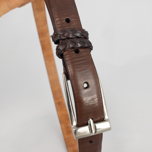 VALMARS Belt Woman's Medium Brown Leather Braided Belt Made In Italy - Picture 2 of 11